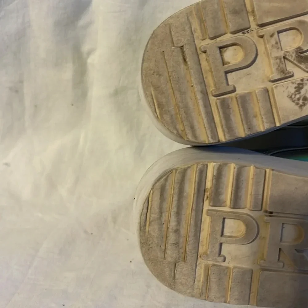 Prada Holographic Iridescent Platform Lace Up Logo Sole Shoe 37/7